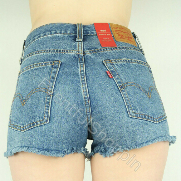 Levis Wedgie Fit High Rise Cut Off Jean Shorts - Picture 2 of 7